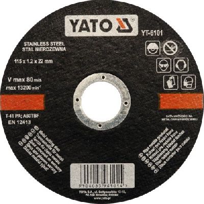 Круг отрезной по нержавеющей стали 115х1,2х22 мм Yato YT-6101