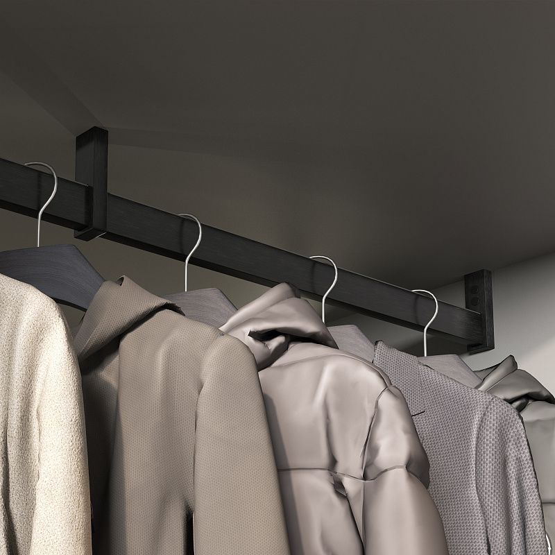 Штанга гардеробная прямоуг. FAME L-1000 с проходным и концевыми держателями, черный браш AKS 121277