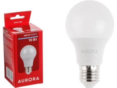Лампа светодиодная A60 Стандарт 10Вт 230В E27 6000K AURORA A200-006