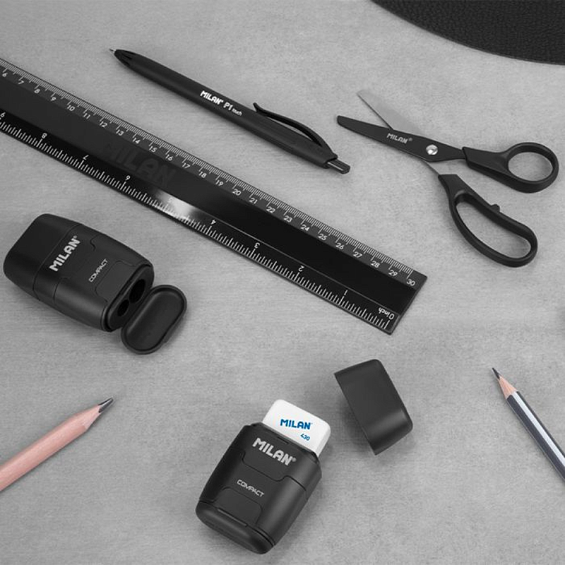 Точилка на 2 отверстия "Compact", с ластиком, черный