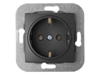 Розетка 1-ая (скрытая, с/з) графит, Уют, Bylectrica РС16-530гр