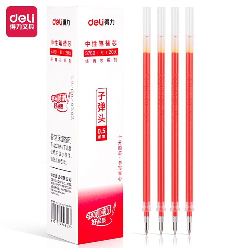 Стержень гелевый Deli, 0,5 мм, 132 мм, красный