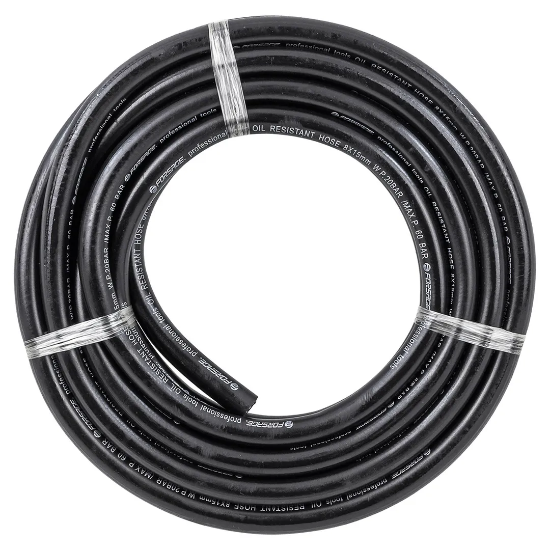 Шланг резиновый армированый бензо-маслостойкий 8х15 мм, 5 м, раб.давл. 20 bar, max 60bar, -30C°+70C° Forsage F-AHC-55/7A