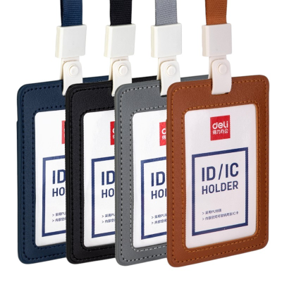 Бэдж для пропусков "Deli", 72х108 мм, вертикальный, коричневый