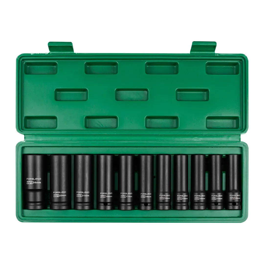 Набор ударных глубоких головок 10-24 мм 1/2'' 6-гр 11 пр Forsland Forsland-4117-5MPB