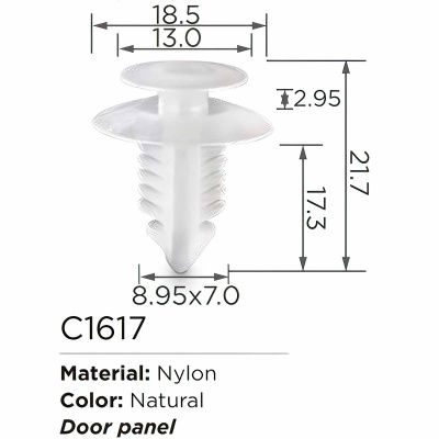 Клипса для крепления внутренней обшивки а/м универсальная пластиковая, 100 шт Forsage C1617(universal)
