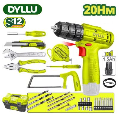 Дрель-шуруповерт с набором инструмента DYLLU DTDT1B77 (77 предметов)