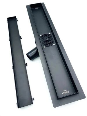 Трап для душа TIM BAD554002BK, линейный (под кладку плитки), с сухим и гидрозатвором