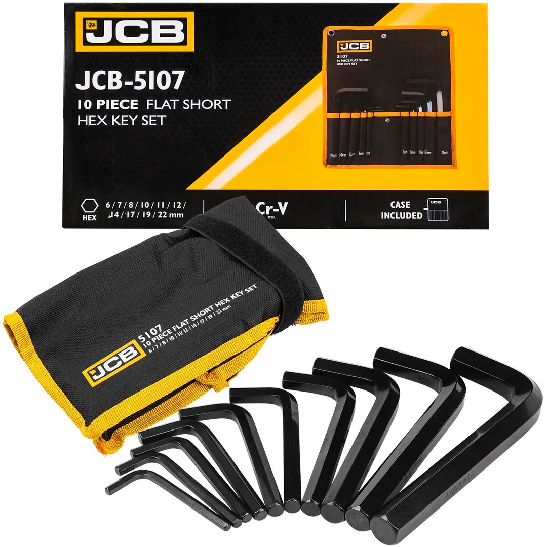 Набор ключей Г-образных HEX (6-гр) 10 пр., 6-22 мм JCB JCB-5107