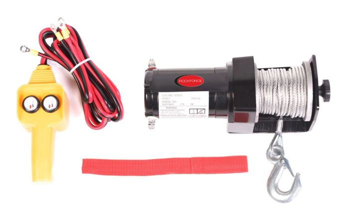 Лебедка автомобильная 0.9Т, 12V, стальной трос, диаметр троса-4.5 мм RockForce RF-TRH92000 BIG