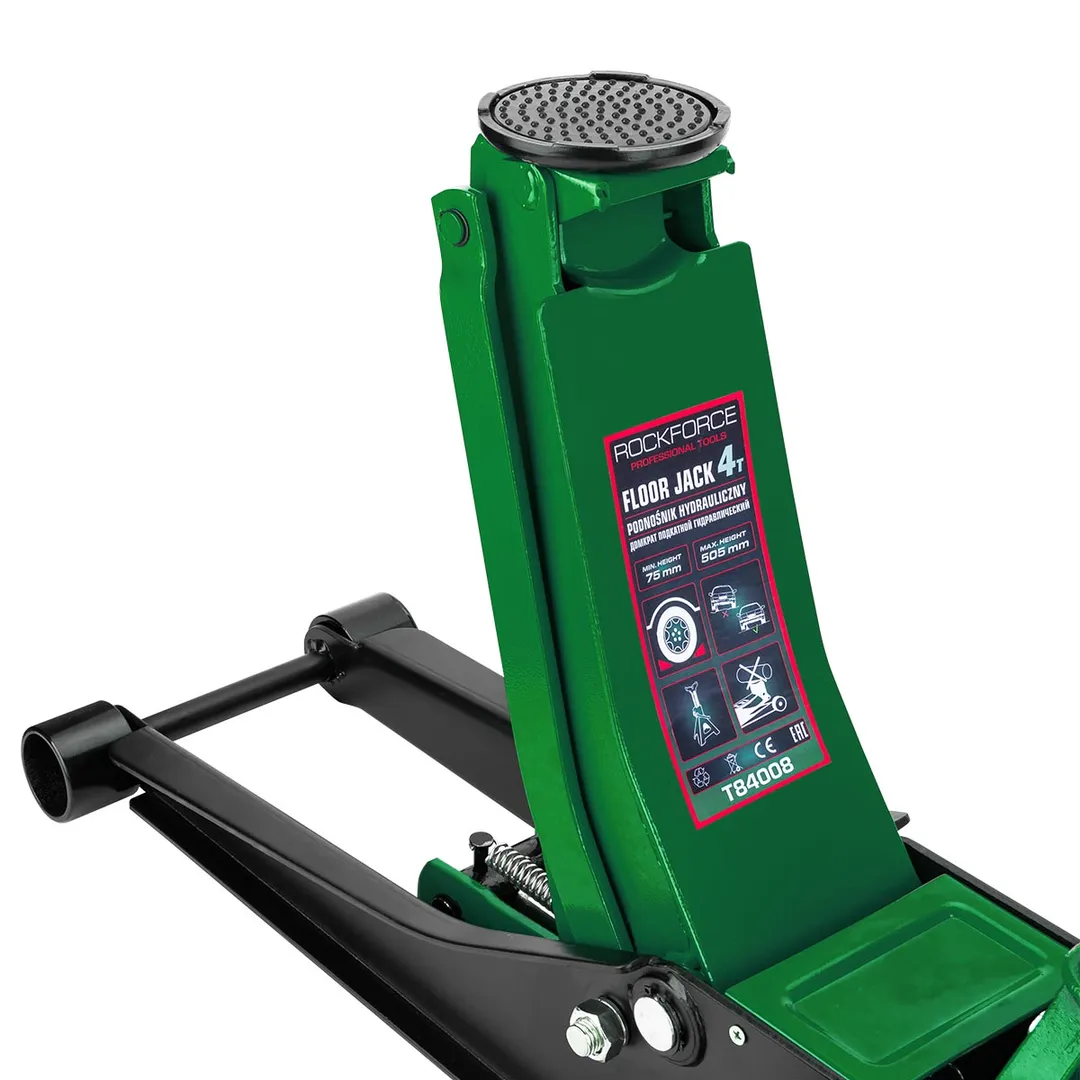Домкрат подкатной гидравлический 4 т, 140-508 мм двухпоршневой с 3-мя уровнями фиксации RockForce RF-T84008
