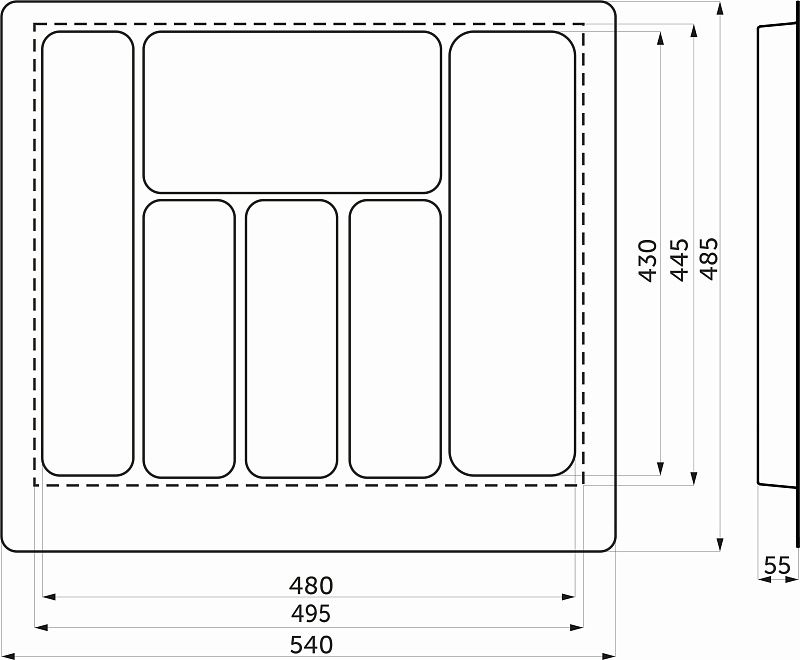 Лоток для столовых приборов 600 PIXEL 540*485, белый AKS 117217