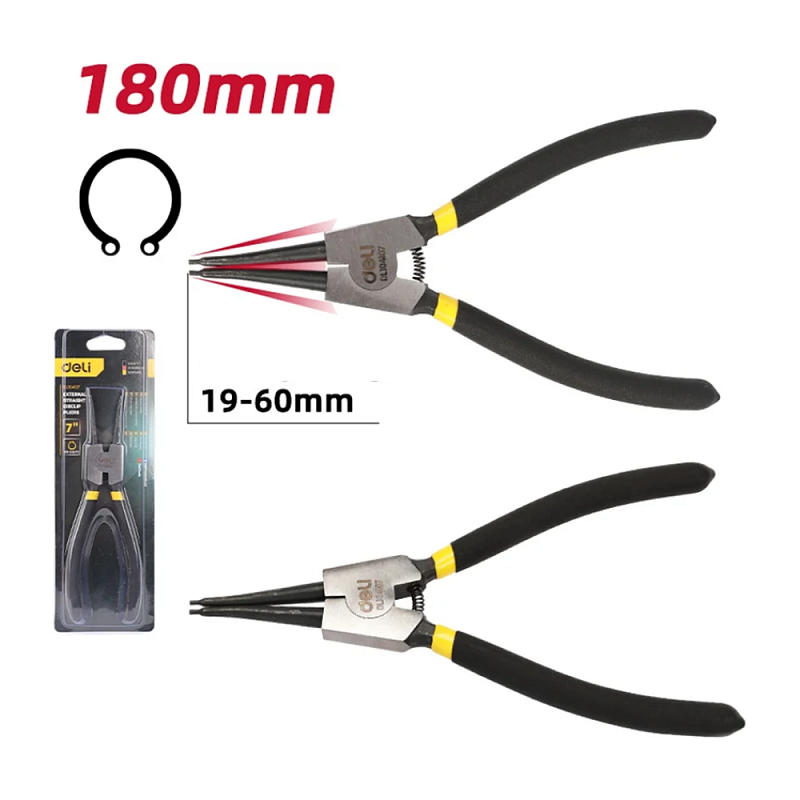 Съемник стопорных колец прямой на разжим 180 мм Deli YS EDL104107