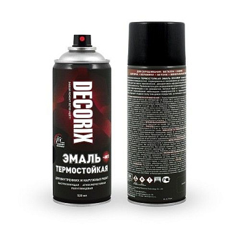 Краска аэрозольная эмаль термостойкая +400*С 520 мл, черный DECORIX 0142-01 DX